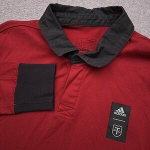Adidas Toronto FC Long Sleeve Polo Shirt Mens Large Red Rugby Soccer MLS‎ HU0440